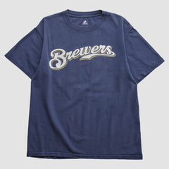 Milwaukee Brewers Majestic 2000s T-shirt - Navy Vintage