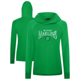 Miami Marlins Levelwear Women's St. Patrick's Day Slender Raglan Hoodie - Green