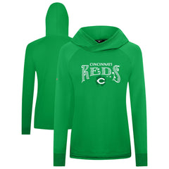 Cincinnati Reds Levelwear Women's St. Patrick's Day Slender Raglan Hoodie - Green