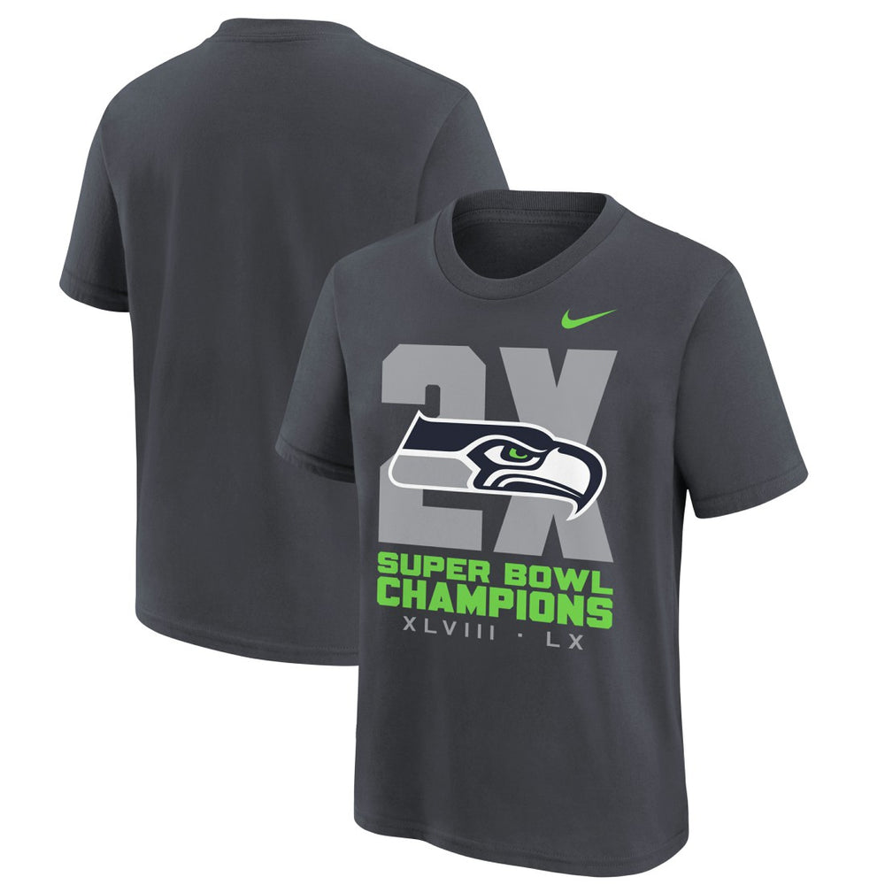 NFL Seattle Seahawks Youth Two-Time Super Bowl Champions Multi-Champs T-Shirt