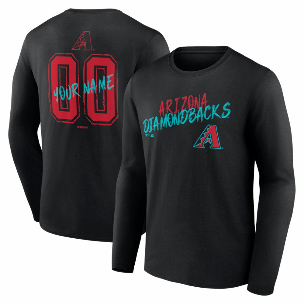 Arizona Diamondbacks Hustle Personalized Name & Number Long Sleeve T-Shirt - Black
