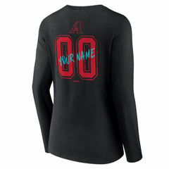 Arizona Diamondbacks Women's Hustle Personalized Name & Number Long Sleeve V-Neck T-Shirt - Black