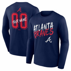 Atlanta Braves Hustle Personalized Name & Number Long Sleeve T-Shirt - Navy