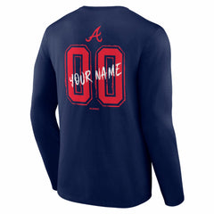 Atlanta Braves Hustle Personalized Name & Number Long Sleeve T-Shirt - Navy
