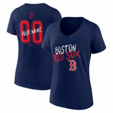 Boston Red Sox Women's Hustle Personalized Name & Number V-Neck T-Shirt - Navy