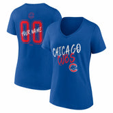 Chicago Cubs Women's Hustle Personalized Name & Number V-Neck T-Shirt - Royal