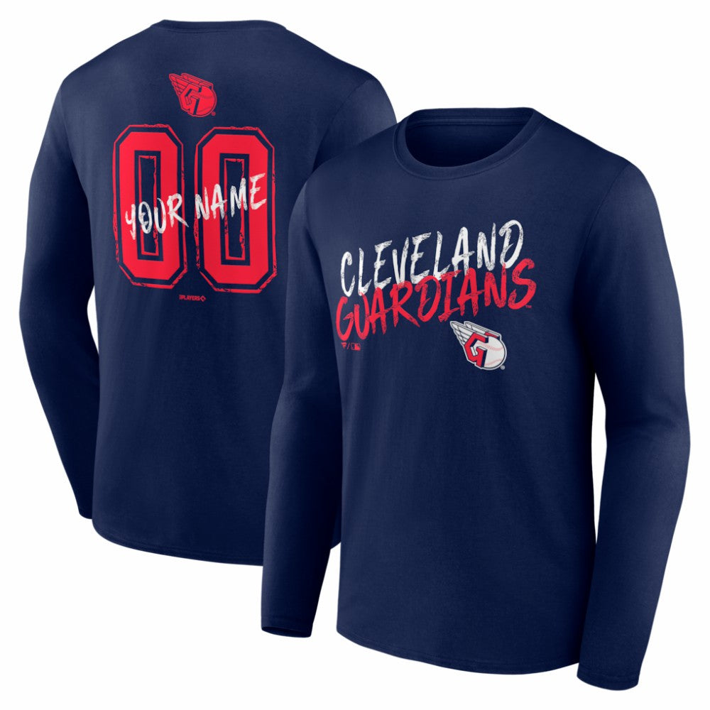Cleveland Guardians Hustle Personalized Name & Number Long Sleeve T-Shirt - Navy