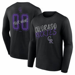 Colorado Rockies Hustle Personalized Name & Number Long Sleeve T-Shirt - Black