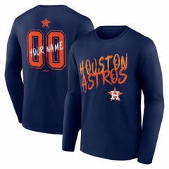 Houston Astros Hustle Personalized Name & Number Long Sleeve T-Shirt - Navy