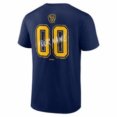 Milwaukee Brewers Hustle Personalized Name & Number T-Shirt - Navy