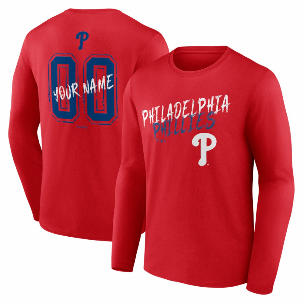 Philadelphia Phillies Hustle Personalized Name & Number Long Sleeve T-Shirt - Red