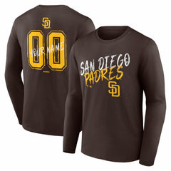 San Diego Padres Hustle Personalized Name & Number Long Sleeve T-Shirt - Brown