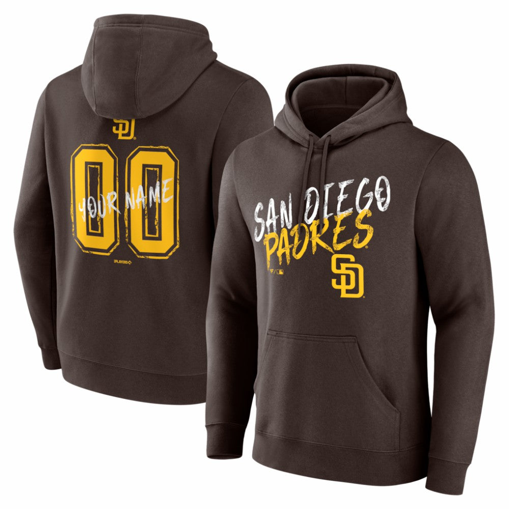 San Diego Padres Hustle Personalized Name & Number Hoodie - Brown