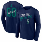 Seattle Mariners Hustle Personalized Name & Number Long Sleeve T-Shirt - Navy