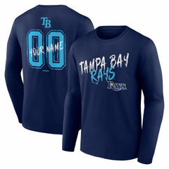 Tampa Bay Rays Hustle Personalized Name & Number Long Sleeve T-Shirt - Navy