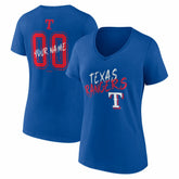 Texas Rangers Women's Hustle Personalized Name & Number V-Neck T-Shirt - Royal