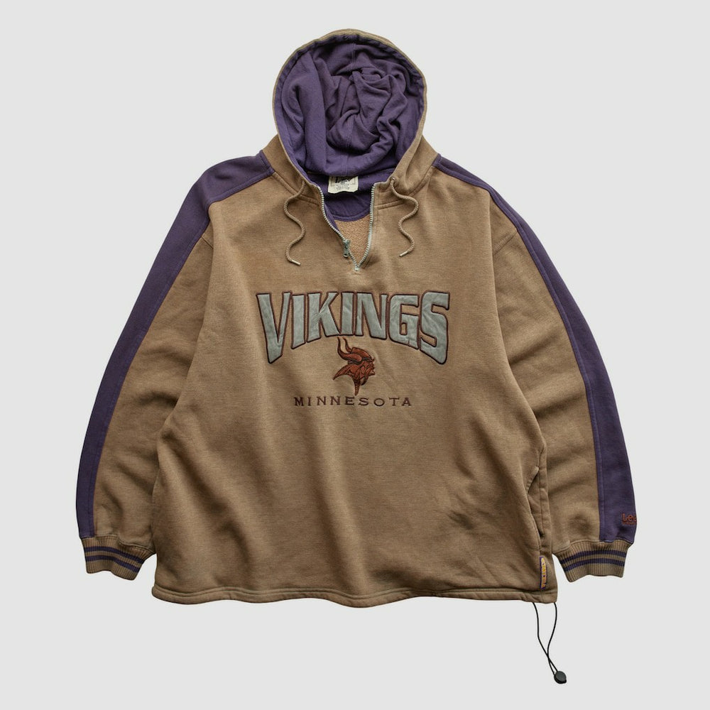 NFL Minnesota Vikings Lee Sport 90s Hooded 1/4 Zip Sweatshirt