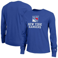 New York Rangers Champion Women's Wordmark Lockup Long Sleeve T-Shirt
