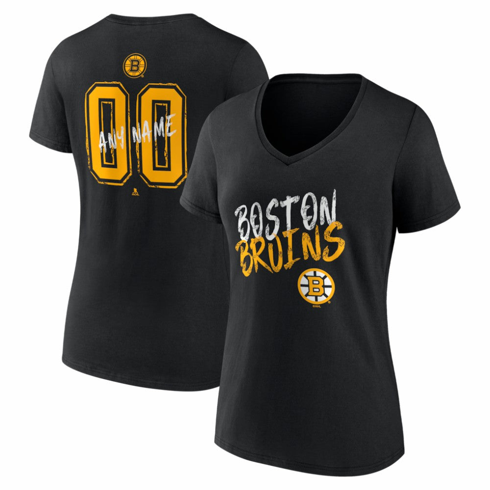 Boston Bruins Women's Hustle Personalized Name & Number V-Neck T-Shirt