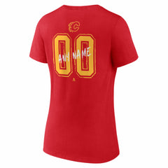 Calgary Flames Women's Hustle Personalized Name & Number V-Neck T-Shirt