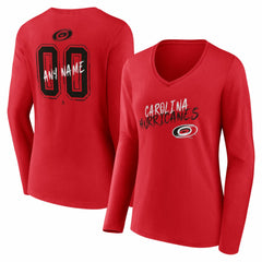 Carolina Hurricanes Women's Hustle Personalized Name & Number Long Sleeve V-Neck T-Shirt