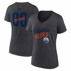 Edmonton Oilers Women's Hustle Personalized Name & Number V-Neck T-Shirt