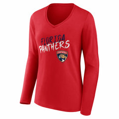Florida Panthers Women's Hustle Personalized Name & Number Long Sleeve V-Neck T-Shirt