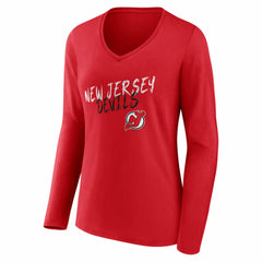 New Jersey Devils Women's Hustle Personalized Name & Number Long Sleeve V-Neck T-Shirt