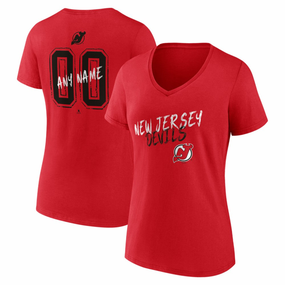 New Jersey Devils Women's Hustle Personalized Name & Number V-Neck T-Shirt