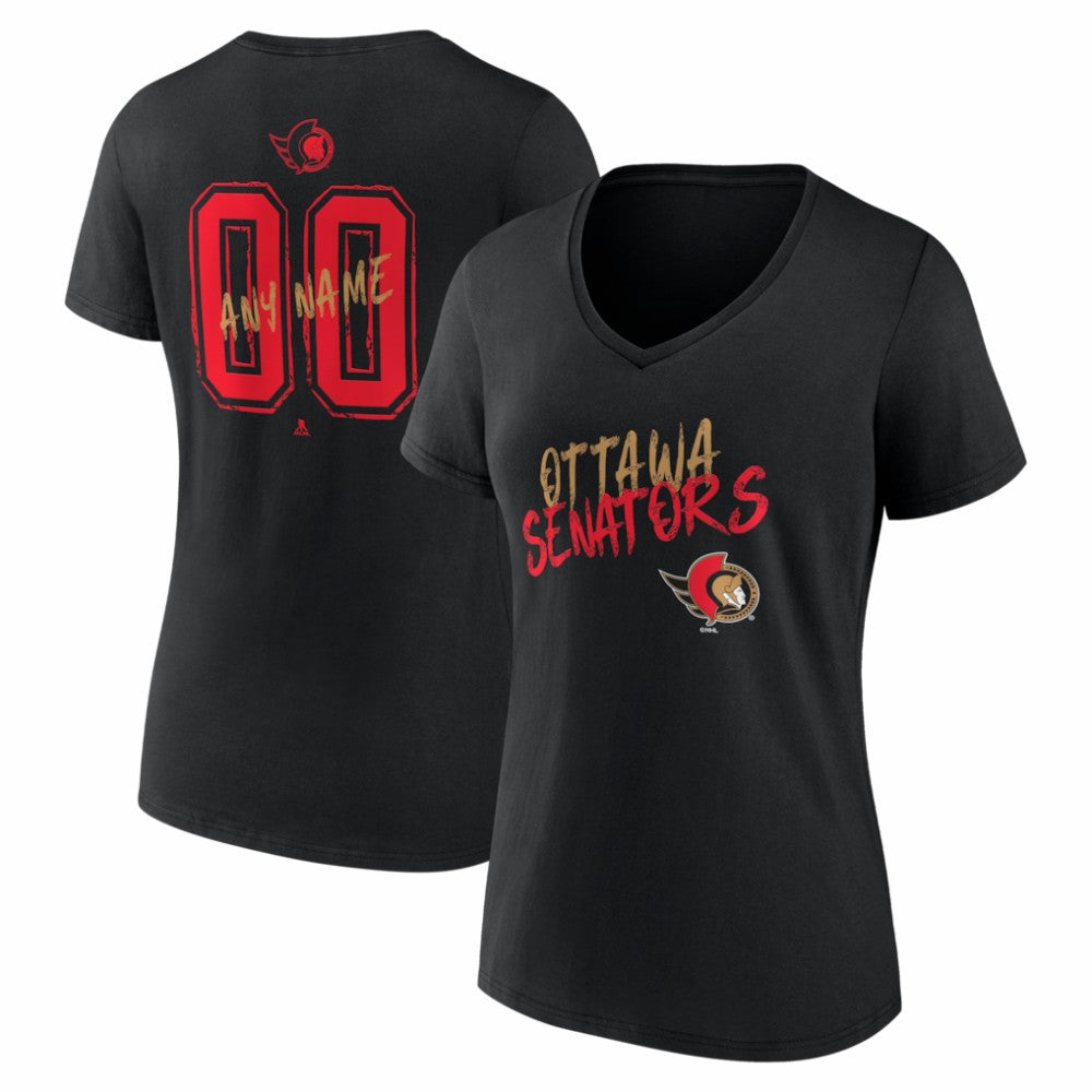 Ottawa Senators Women's Hustle Personalized Name & Number V-Neck T-Shirt