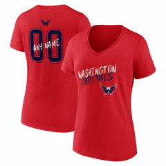 Washington Capitals Women's Hustle Personalized Name & Number V-Neck T-Shirt
