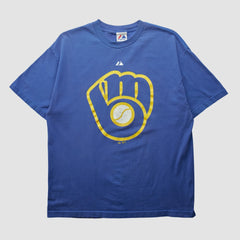 Milwaukee Brewers Majestic 2000s T-shirt - Blue Vintage