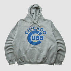 Chicago Cubs Stitches 2000s Hooded Pullover Sweatshirt - Heather Gray Vintage