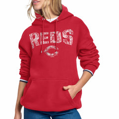 Cincinnati Reds Starter Women's Lace Team Lockup Fleece Hoodie - Red
