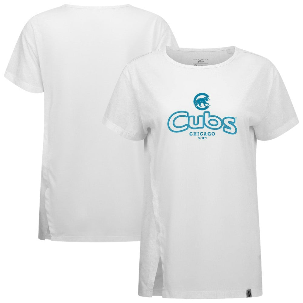 Chicago Cubs Levelwear Women's Blue Haven Influx Cornerstone T-Shirt - White