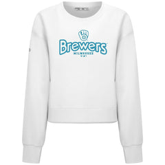 Milwaukee Brewers Levelwear Women's Judd Cornerstone Cropped Sweatshirt - White