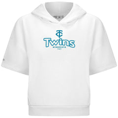 Minnesota Twins Levelwear Women's Amber Short Sleeve Cornerstone Hoodie - White