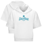 Miami Marlins Levelwear Women's Amber Short Sleeve Cornerstone Hoodie - White