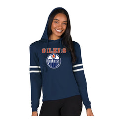 Edmonton Oilers Concepts Sport Women's Marathon Long-Sleeve Hooded T-Shirt