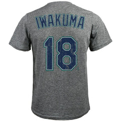 Hisashi Iwakuma Seattle Mariners Majestic Threads Premium Tri-Blend Name & Number T-Shirt - Gray
