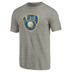 Milwaukee Brewers Distressed Team Tri-Blend T-Shirt - Ash
