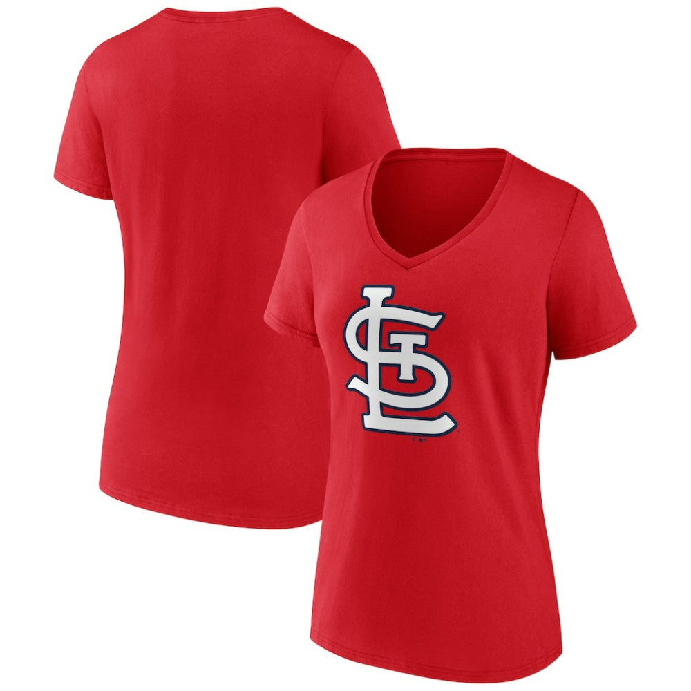 St. Louis Cardinals Women's Team Color Primary Logo V-Neck T-Shirt - Red