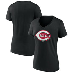 Cincinnati Reds Women's Secondary Color Primary Logo T-Shirt - Black