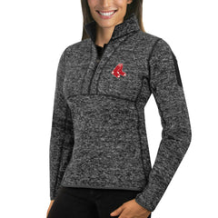 Boston Red Sox Antigua Women's Fortune Half-Zip Pullover Sweater - Heathered Charcoal
