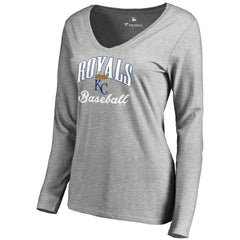 Kansas City Royals Women's Victory Script Long Sleeve T-Shirt - Ash