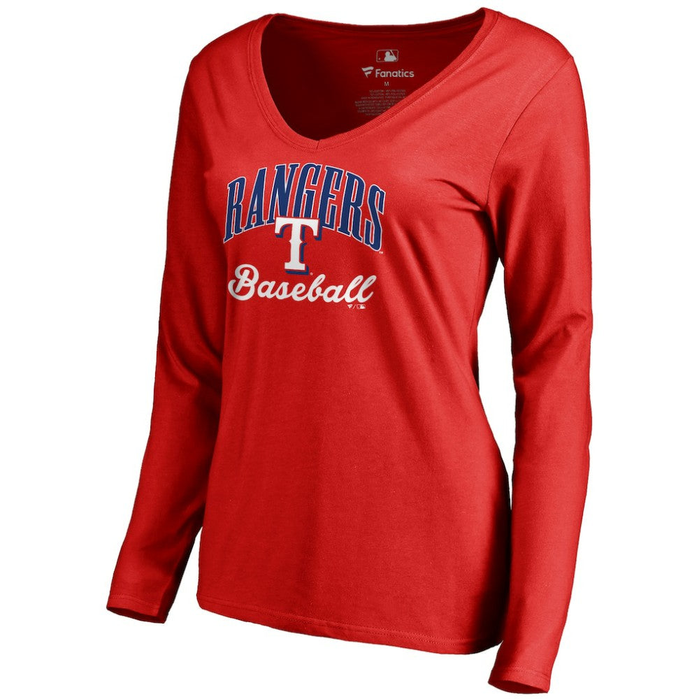 Texas Rangers Women's Victory Script Long Sleeve T-Shirt - Red