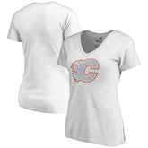 Calgary Flames Women's Whiteout V-Neck T-Shirt