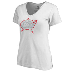 Columbus Blue Jackets Women's Whiteout V-Neck T-Shirt