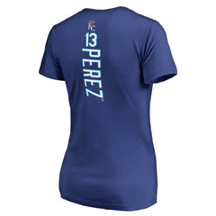 Salvador Perez Kansas City Royals Women's Backer V-Neck T-Shirt - Royal