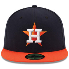 Houston Astros Road Authentic Collection On Field 59FIFTY Performance Fitted Hat - Navy/Orange | New Era